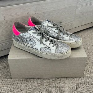 Golden Goose Glitter Sneakers - Silver and Pink